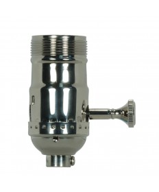 Satco 80/1045 3 Piece Stamped Solid Brass 150W Full Range Turn Knob Dimmer E26 Socket Nickel Finish