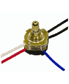 Satco 80/1361 Satco 80-1361 Brass Finish 3-Way Lighted Rotary Switch