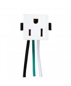 Satco|Nuvo 80/1408 | Snap-In Single Outlet Convenience Receptacle White 3-Wire 6 inch Leads
