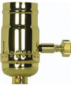 Satco|Nuvo 80/1695 | Satco 200W Full Range Turn Knob Dimmer Lamp Socket Polished Brass