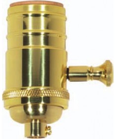 Satco 80/1795 4pc. Polished Brass 150W Full Range Turn Knob Dimmer Socket