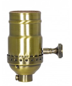 Satco 80/2211 3-Way (2 Circuit) Turn Knob Socket With Removable Knob Antique Brass