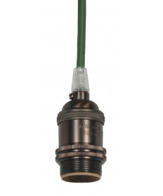 Satco 80/2458 LAMPHOLDER Dark Antique 4PC Solid Brass KEYLESS SOCKET with 10 Foot Cord