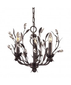 ELK Lighting 8058/3 Circeo 3 Light Chandelier in Deep Rust and Crystal Droplets