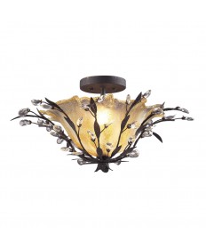 ELK Lighting 8059/2 Circeo 2 Light Semi Flush in Deep Rust and Crystal Droplets