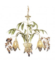 ELK Lighting 86052 Huarco 3 Light Chandelier in Seashell and Amber Glass