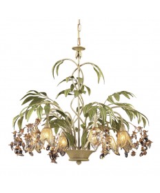 ELK Lighting 86053 Huarco 6 Light Chandelier in Seashell and Amber Glass