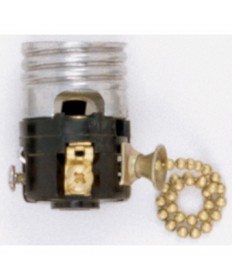 Satco 90/1139 | Pull-Chain Lamp Socket Interior Mechanism | Brass Chain