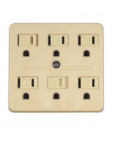 Satco 90/2630 IVORY 6 OUTLETS GRD ADAPTER 1875 Watts Switches &