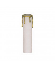 Satco 90/369 3 inch White Plastic w/Gold Drip Medium Base Candle Cover