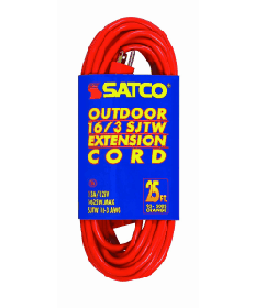 Satco 93/5005 Satco 93-5005 25FT 16/3 GA. SJTW-3 Orange Outdoor Extension Cord