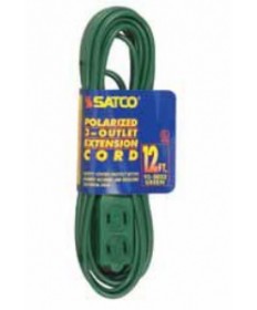 Satco 93/5022 Satco 12 Foot Green Indoor Light Duty Extension Cord