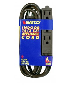 Satco 93/5044 6 FT 16/3 SJT BRN 3 WIRE GRD 1625 Watts Wire Light Bulb
