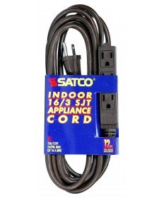 Satco 93/5048 12 FT 16/3 SJT BRN 3 WIRE GRD 1625 Watts Wire Light Bulb
