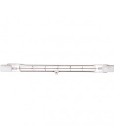 Satco S3496 Satco 300T3Q/CL 300 Watt 120 Volt T3 R7S Base 118mm J-Type (long) Clear Double Ended Quartz Halogen Carded Light Bulb