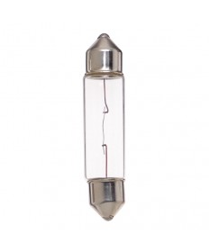 Satco VG020 Satco 10 Watt 12 Volt T3-1/4 SV8.5/8 Base Clear Festoon 11mm x 41mm Miniature Automotive Lamp