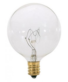 Satco A3521 Satco 15G16.5 15 Watt 130 Volt G16.5 Candelabra Base Clear Globe Decorative Light Bulb