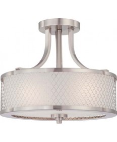 Nuvo 60/4692 Nuvo Lighting Fusion 3 Light Semi Flush Frosted Glass Brushed Nickel