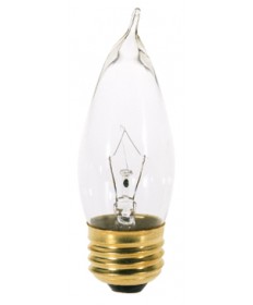 Satco A3664 Satco 25CA10 25 Watt 130 Volt CA10 Medium Base Clear Decorative Allura Light Bulb