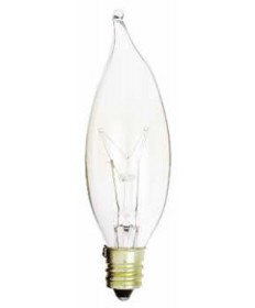 Satco A3573 Satco 15CA8 15 Watt 130 Volt CA8 Candelabra Base Clear Decorative Turn-Tip Allura Incandescent Light Bulb