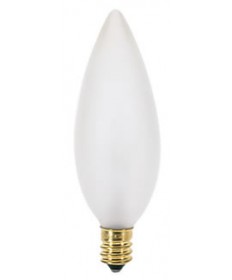 Satco S3291 Satco 15B9.5/F 15 Watt 120 Volt B9.5 Candelabra Base Frosted Torpedo Tip Decorative Light Bulb