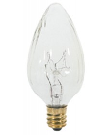 Satco S2760 Satco 15F10 15 Watt 120 Volt F10 Candelabra Base Clear Flame Tip Incandescent Light Bulb