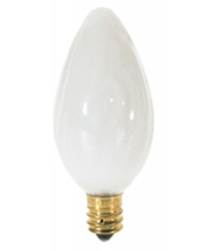 Satco S2772 Satco 25F10/W 25 Watt 120 Volt F10 Candelabra Base White Flame Tip Incandescent Light Bulb
