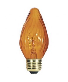 Satco S2770 Satco 40F15/A 40 Watt 120 Volt F15 Medium Base Amber Flame Tip Incandescent Light Bulb