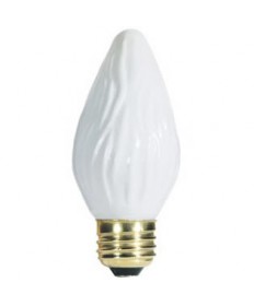 Satco S2764 Satco 25F15/W 25 Watt 120 Volt F15 Medium Base White Flame Tip Incandescent Light Bulb