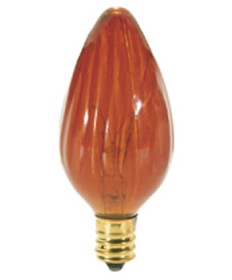 Satco S3374 25F10/A 25 Watt 120 Volt F10 Candelabra Base Amber Flame Tip Light Bulb