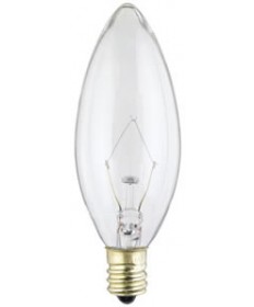 Satco S3393 Satco 25B10 25 Watt 220 Volt B10 E14 Euro Base Clear Torpedo Tip Decorative Light Bulb