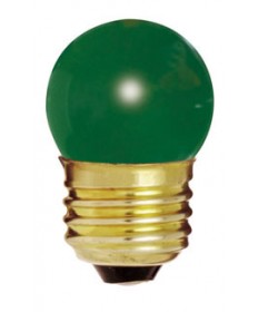 Satco S4509 Satco 7-1/2S11/G 7.5 Watt 120 Volt S11 Medium Base Ceramic Green Incandescent Carded Light Bulb