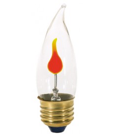 Satco S3657 3CA10/FLK 3 Watt 120 Volt CA10 Medium Base Clear Flicker Incandescent Light Bulb