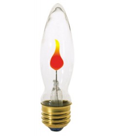 Satco S3760 Satco 3CA9/FLK 3 Watt 120 Volt CA9 Medium Base Clear Flicker Incandescent Carded Light Bulb