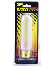 Satco S3701 Satco 25T10/F 25 Watt 120 Volt T10 Medium Base Frost Tubular Carded Light Bulb