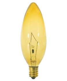 Satco S3813 Satco 25B9.5/A 25 Watt 120 Volt B9.5 Candelabra Base Amber Torpedo Tip