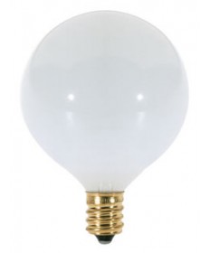 Satco A3924 Satco 15G16.5/W 15 Watt 130 Volt G16.5 Candelabra Base White Globe Decorative Light Bulb