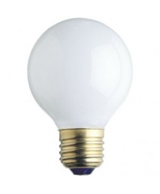 Satco S4541 Satco 25G16.5/W 25 Watt 120 Volt G16.5 Medium Base White Globe Decorative Carded Light Bulb