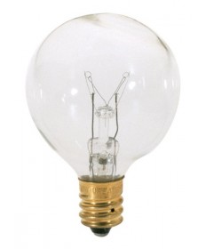 Satco S3847 40G12.5 40W 120V G12.5 E12 Candelabra Clear Globe Light Bulb