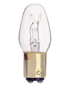 Satco S3904 Satco 10C7/DC 130V 10 Watt 130 Volt C7 Clear Double Contact Bayonet Base Incandescent Light Bulb