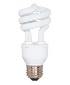 Satco S5521 Satco 15 Watt 120 Volt T2 Ultra Mini Spiral E26 Medium Base 5000K 10,000 Hour Eco-Friendly Compact Fluorescent Light Bulb (CFL)