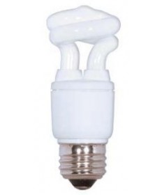 Satco S7263 Satco 5 Watt 120 Volt T2 Ultra Mini Spiral E26 Medium Base 5000K 10,000 Hour Eco-Friendly Compact Fluorescent Light Bulb (CFL)