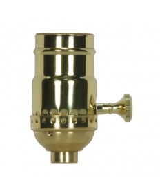 Satco 80/1024 Satco 3 Piece Stamped Solid Brass 3 Way (2 Circuit) Turn Knob Socket