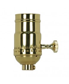 Satco 80/1428 3 Piece Stamped Solid Brass 3 Terminal (2 Circuit) Turn Knob Socket