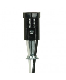 Satco 80/2098 Satco 75W-125V Phenolic Candelabra Sockets with Leads 2-3/32" AWM B/W Leads 125 Degree 1/8 IP Inside Extrusion