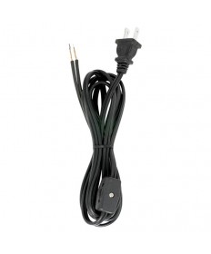 Satco 90/1425 Satco 90-1425 Black 8FT 18/2 SPT-2 105C Molded Plug Tinned Tips 3/4" Strip w/2" Slit Cord Set 