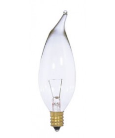 Satco S3868 25CA10/CL/12V 25-Watt CA10 12-Volt Candelabra Base Light Bulb