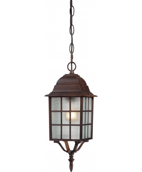 Nuvo Lighting 60//4902 Adams One Light Wall Lantern//Arm Up 100 Watt A19 Max Frosted Glass Rustic Bronze Outdoor Fixture