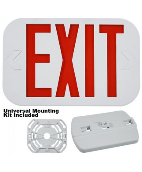 Exitronix Emergency Lighting 2 Light Bulbs Llc Exitronix Ilx R Em Wh Led Exit Sign 6 Inch Red Letter 120v 277v Battery Backup White
