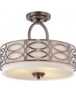 Nuvo 60/4729 Harlow 3 Light Semi Flush Fixture Khaki Fabric